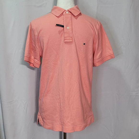 Tommy Hilfiger Men's 1985 Peach Pink Custom Fit Polo Shirt Short Sleeve Medium - Picture 2 of 9